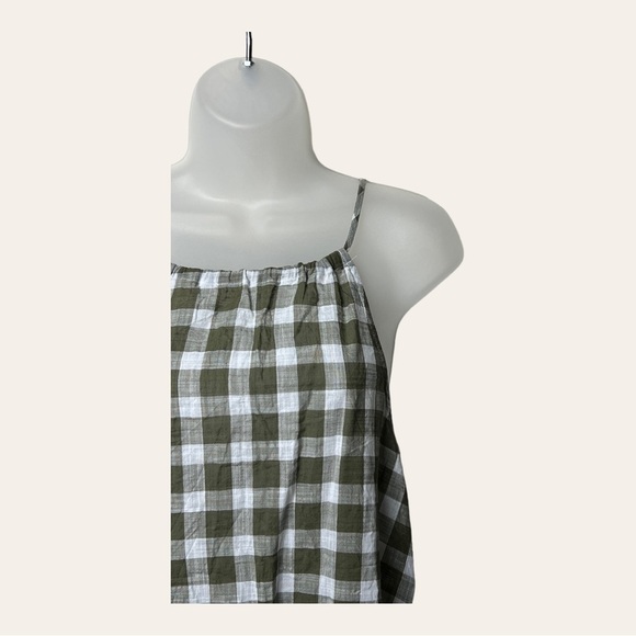 1099. ANTHROPOLOGIE CLOTH & STONE GINGHAM HALTER TOP SIZE XSMALL GREEN/WHITE - Picture 3 of 10